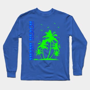 Miami Beach Green Long Sleeve T-Shirt